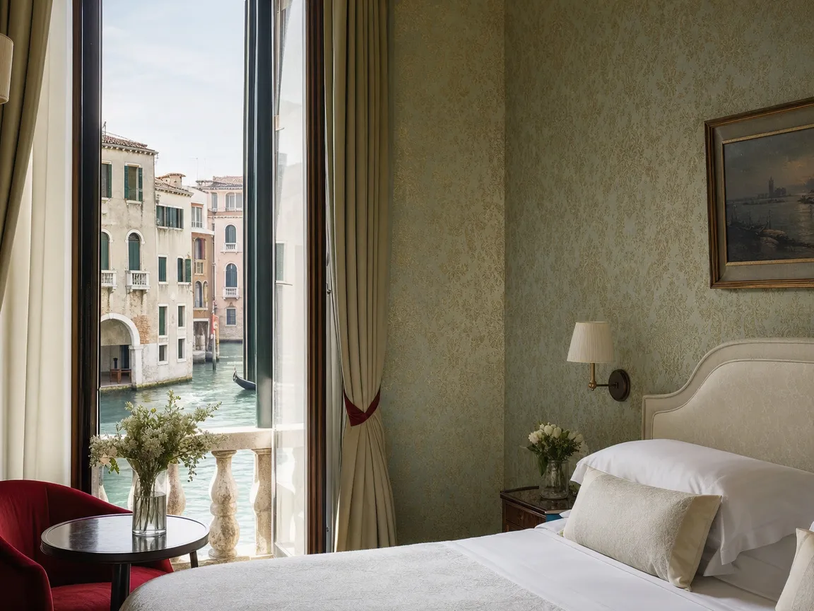 Camera d'albergo con la finestra sul canale